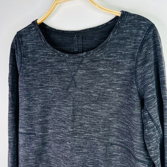 Lululemon Exhalation Pullover II Heathered Marled Gray Size 10 Crewneck Pockets - Picture 4 of 8
